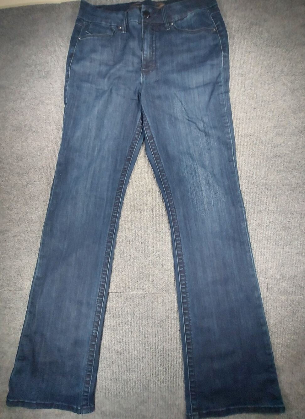 Seven7 Tummyless High Rise Bootcut Jeans Size 14 Dark Wash Slimming Comfort